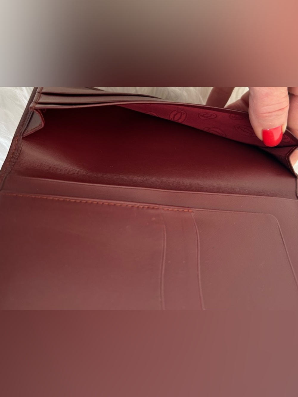 Cartier Must De Cartier Burgundy Leather Wallet Clutch Vintage - Picture 8 of 11